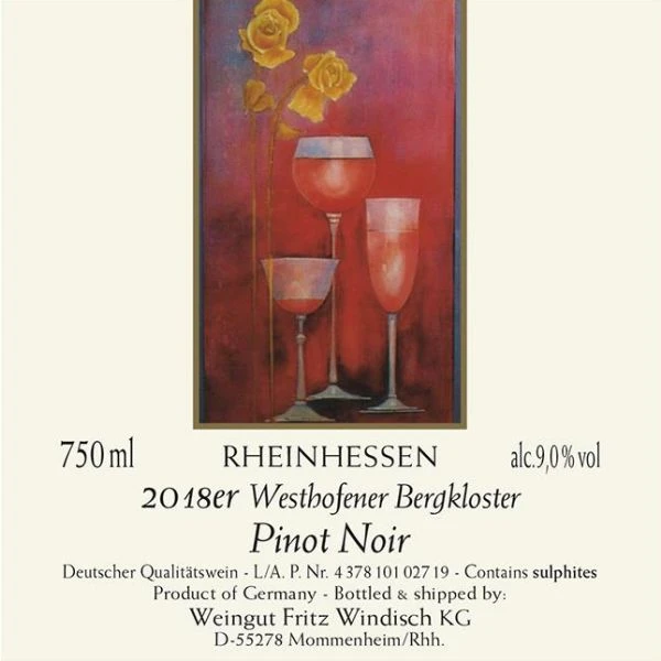Weingut Fritz Windisch Westhofener Bergkloster Rheinhessen Pinot Noir 2018 2 Weingut Fritz Windisch Westhofener Bergkloster Rheinhessen Pinot Noir 2018 - Image 2